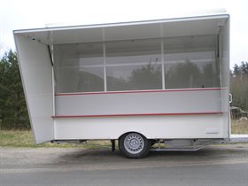 De-luxe 340 salgsvogn med plexiglasparti og læskærme